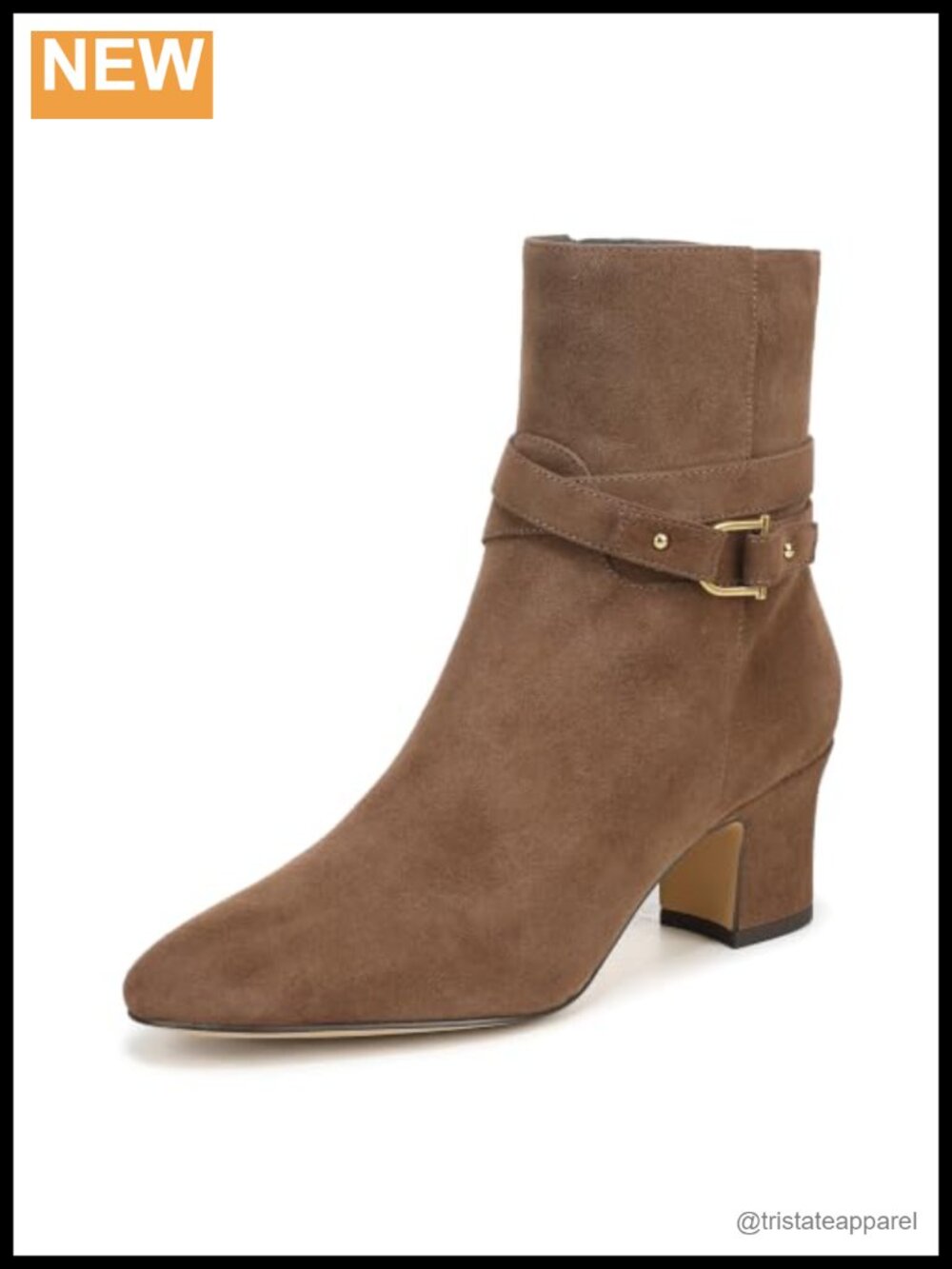 Franco Sarto L-Flexa Caden Zip Ankle Boots Pointed Toe Block Heel Leather Suede